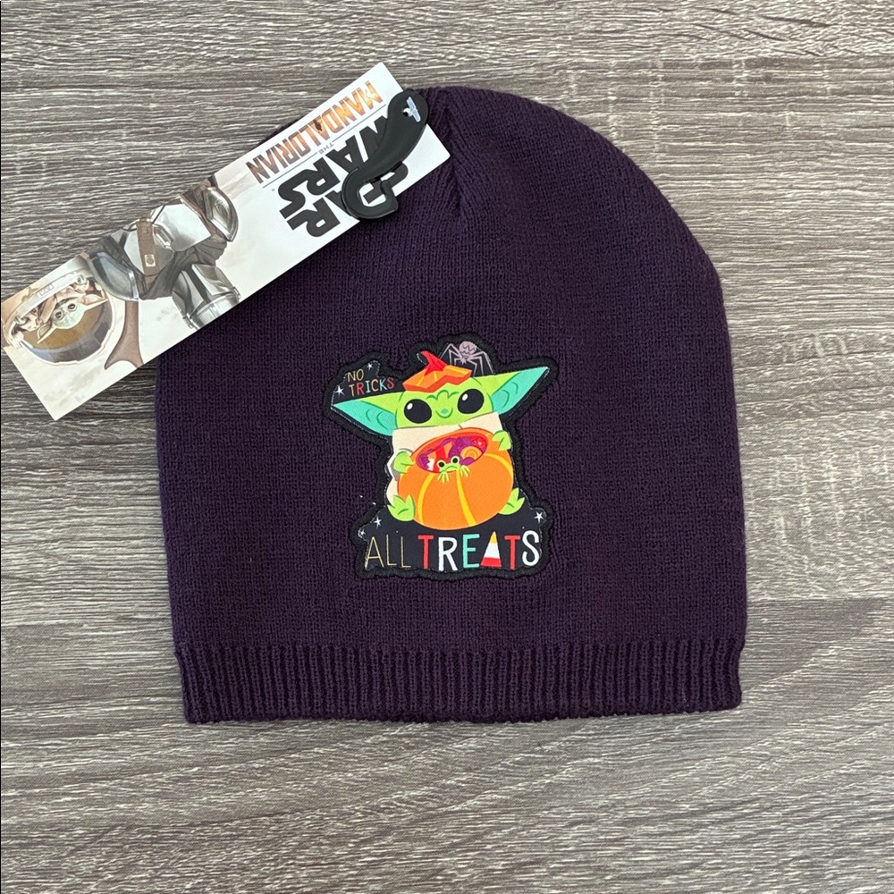 Kid’s Star Wars Purple Halloween Beanie with Baby Yoda